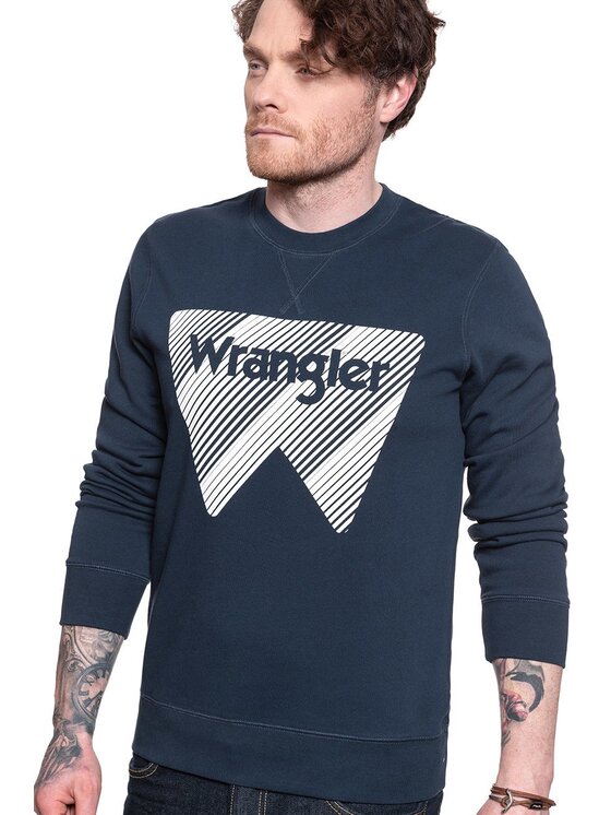 Wrangler Wrangler Bluza CREW SWEAT Niebieski Regular Fit