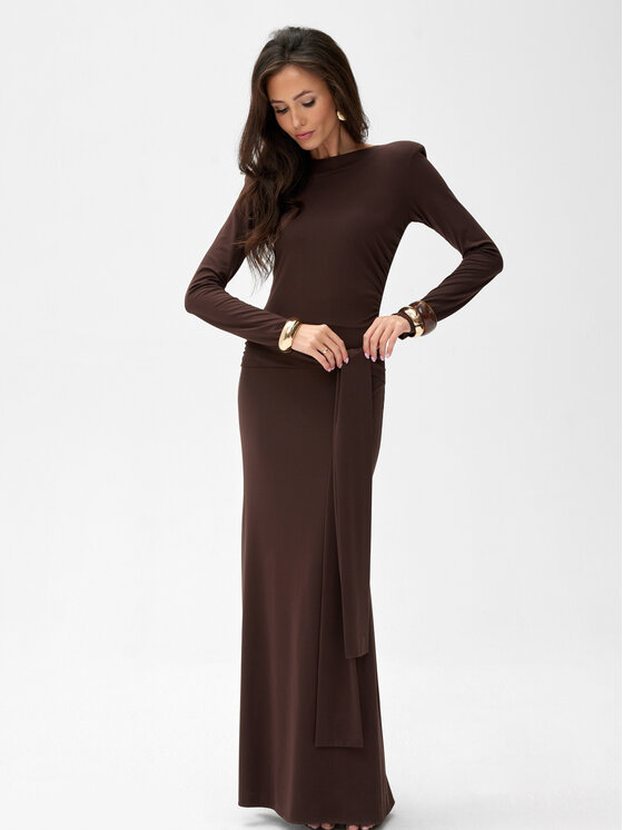 Roco Fashion Roco Fashion Sukienka wieczorowa Serenya Brązowy Slim Fit