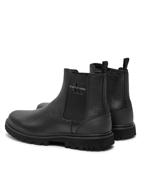 Calvin Klein Jeans Calvin Klein Jeans Kotníková obuv s elastickým prvkem Eva Mid Chelsea Boot Lth YM0YM00750 Černá