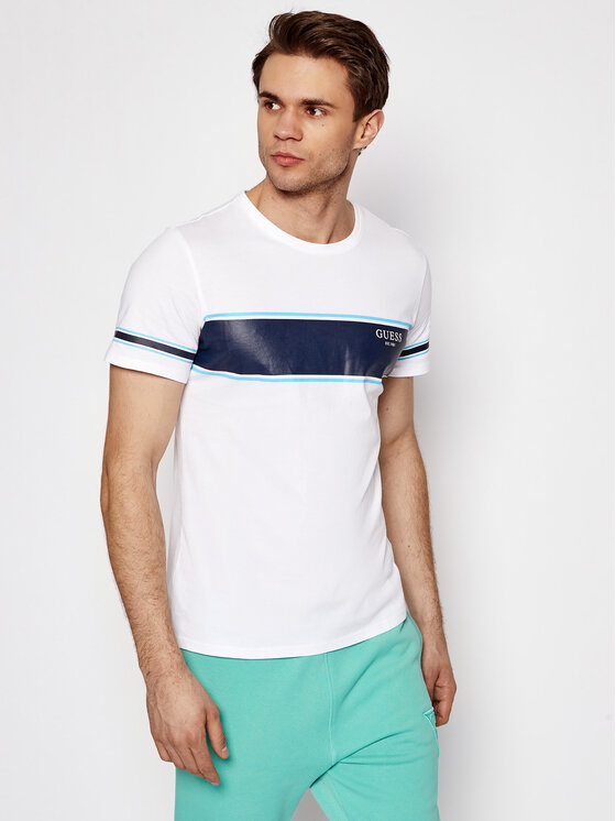 Guess Guess T-Shirt Placed Print M1RI56 K8HM0 Λευκό Slim Fit