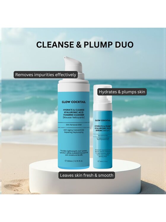 Glow Cocktail Glow Cocktail Pianka Hydrate & Cleanse + Serum Hydrate & Plump Zestaw do pielęgnacji skóry