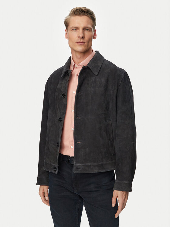 HUGO Kurtka skórzana Ligor 50564061 Granatowy Regular Fit