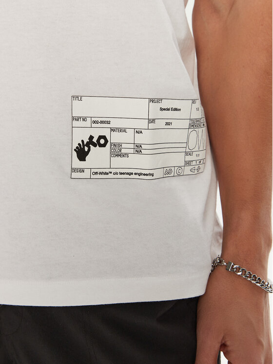 Off-White Off-White T-Shirt OMAA027T22JER0010110 Biały Regular Fit