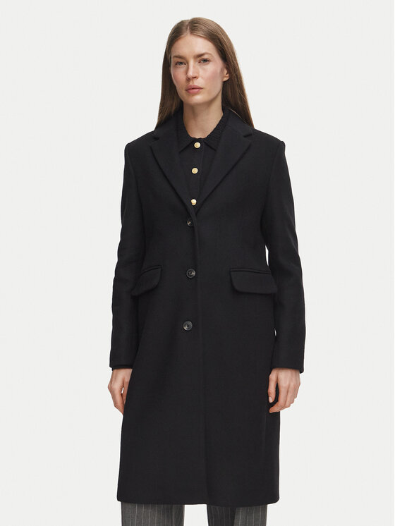 Tommy Hilfiger Tommy Hilfiger Vlněný kabát Classic WW0WW51106 Černá Regular Fit