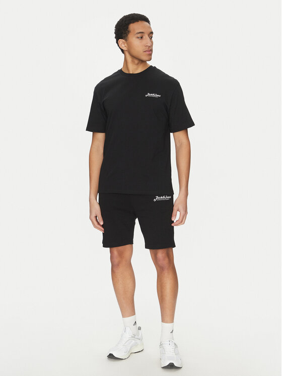 Jack & Jones Jack & Jones Set tricou și pantaloni scurți sport Beau 12277466 Negru Relaxed Fit