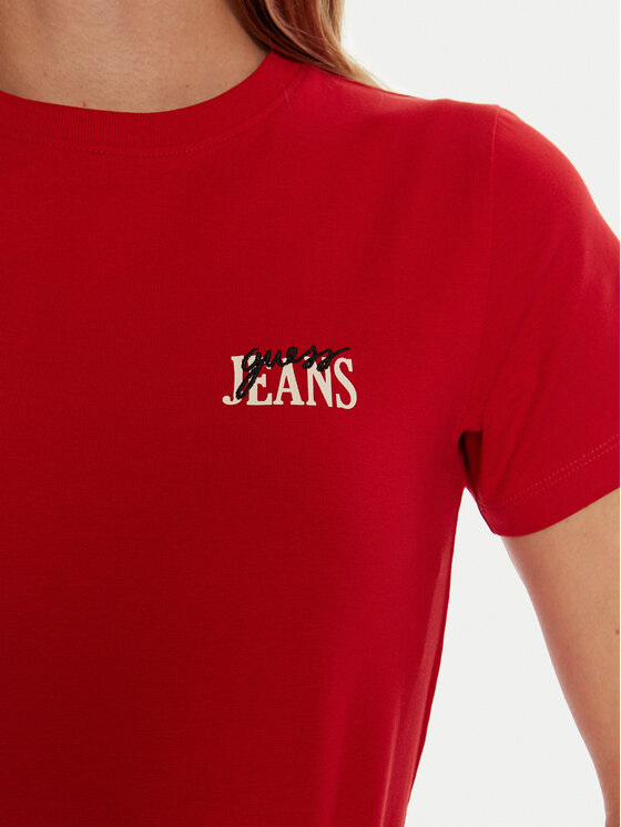 Guess Guess Marškinėliai W4BI57 J1314 Raudona Slim Fit
