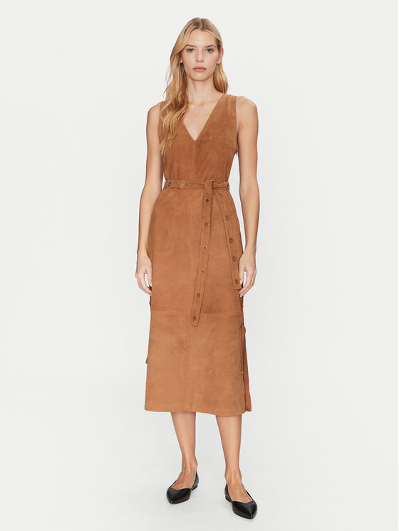 Munthe Munthe Lederkleid Filom 251132025116 Braun Regular Fit
