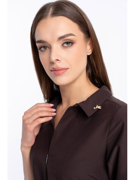 CLICK CLICK Každodenní šaty 60-6157 Hnědá Regular Fit