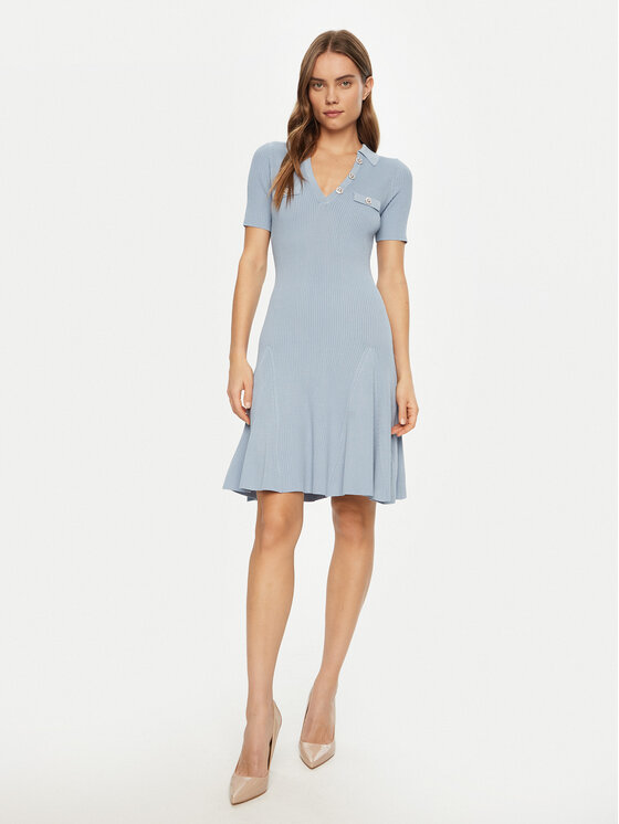 Guess Guess Sukienka dzianinowa W5RK18 Z2U00 Niebieski Regular Fit