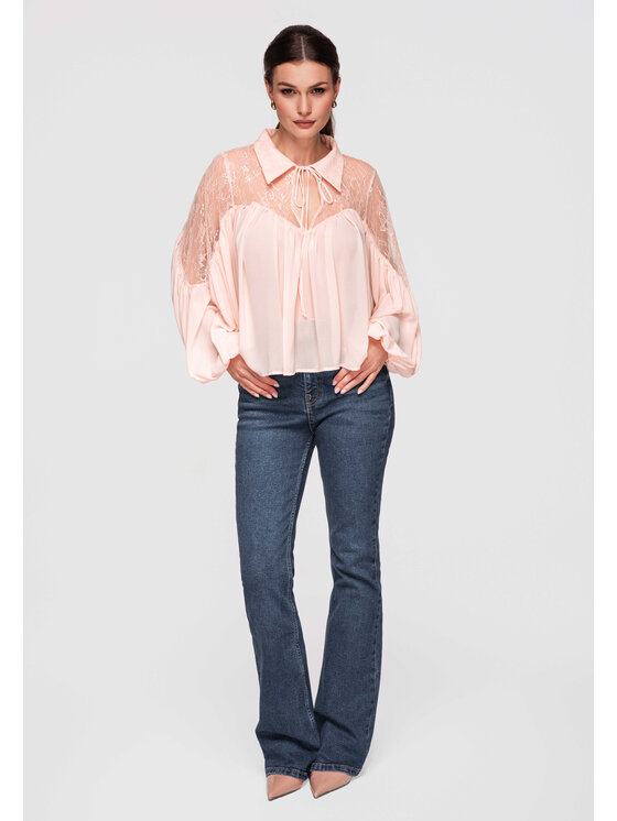 Ombre Ombre Bluzka OW-TS-E0026 Różowy Loose Fit