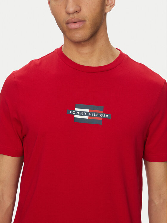 Tommy Hilfiger Tommy Hilfiger Tricou Flag Box MW0MW38636 Roșu Regular Fit