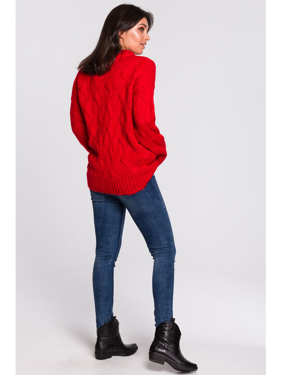 BeWear BeWear Sweter bk038 Czerwony Comfortable Fit