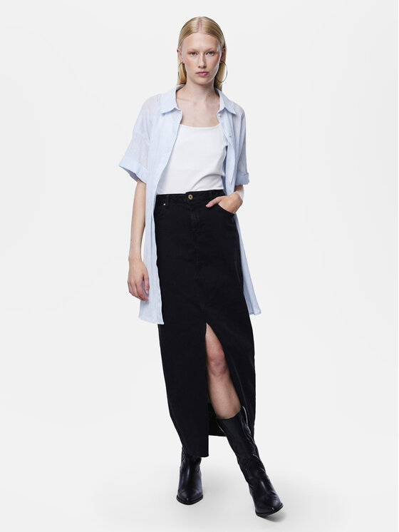 Pieces Pieces Spódnica jeansowa Jessie 17150234 Czarny Regular Fit