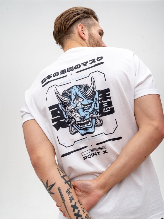 Point X Point X T-Shirt Koszulka Męska Techwear Biała Point X Monster M Biały Regular Fit