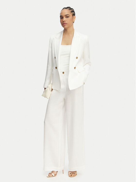 Marella Marella Kalhoty z materiálu Idoneo 2613131082 Bílá Wide Leg