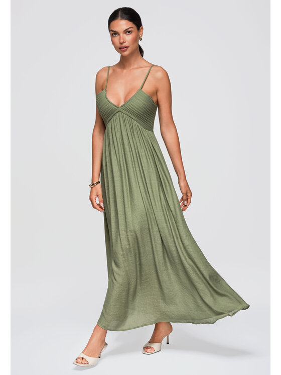 Ombre Ombre Sukienka codzienna OW-DLR-E0009 Zielony Loose Fit