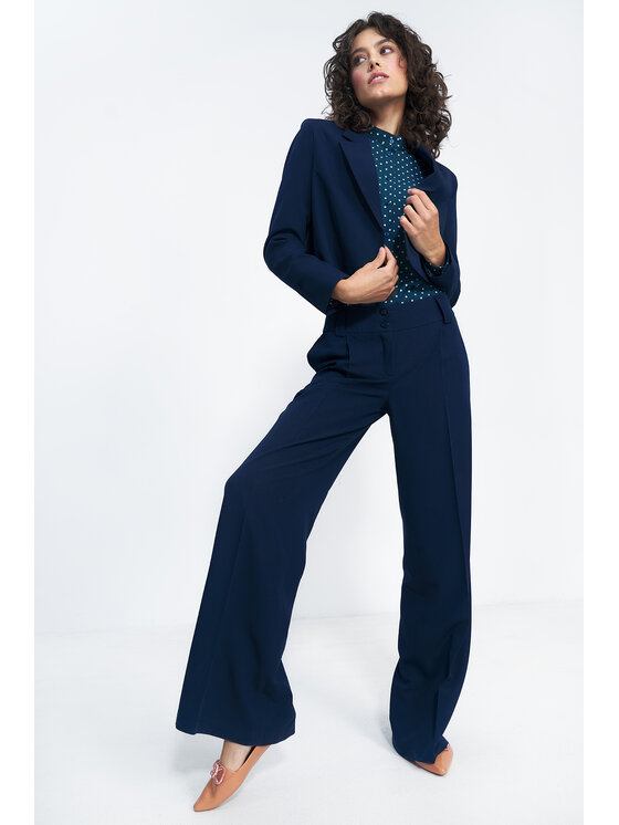 NIFE NIFE Spodnie materiałowe SD81 Granatowy Wide Leg
