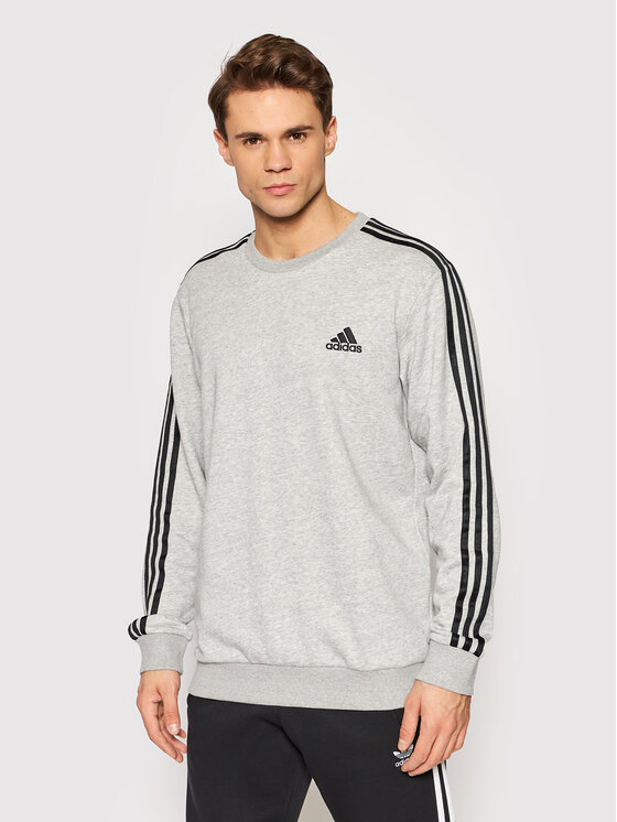 adidas Essentials French Terry 3-Stripes Sweatshirt - Grey | adidas US