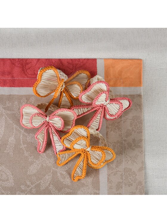Roseberry Home Roseberry Home Obrączka na serwetki Pink and Yellow Bow Różowy