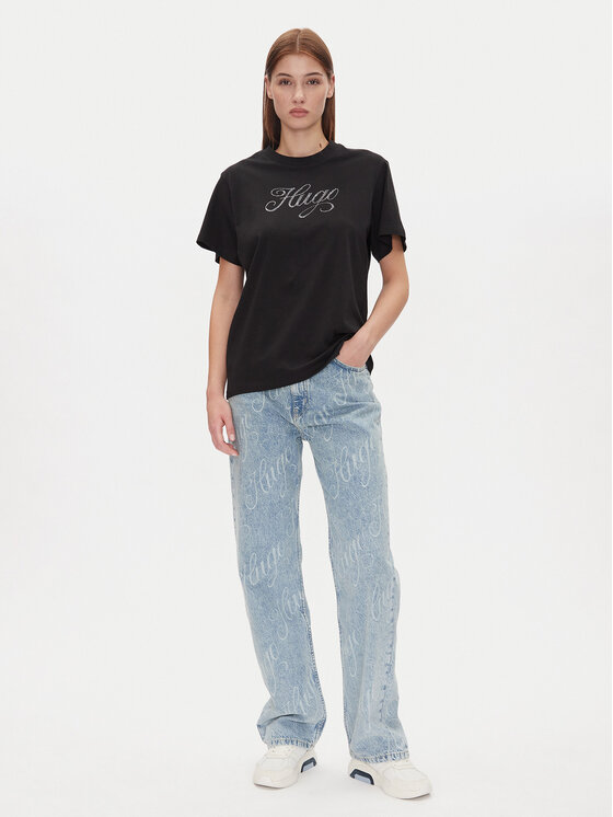 HUGO HUGO Tricou Vintage Tee 50537239 Negru Relaxed Fit