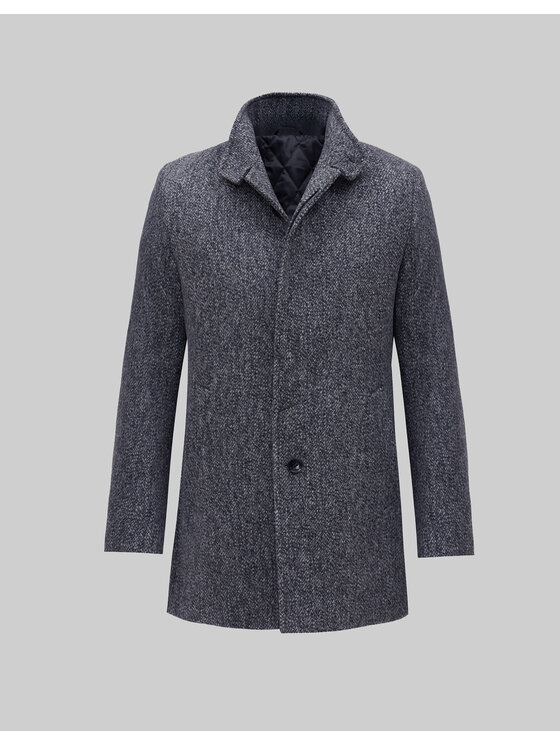 Borgio Borgio Płaszcz wełniany rivara_g1 Granatowy Slim Fit