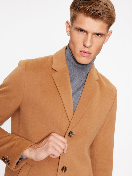 BOSS Boss Volneni plašč H-Hyde-C-224 50485199 Rjava Regular Fit