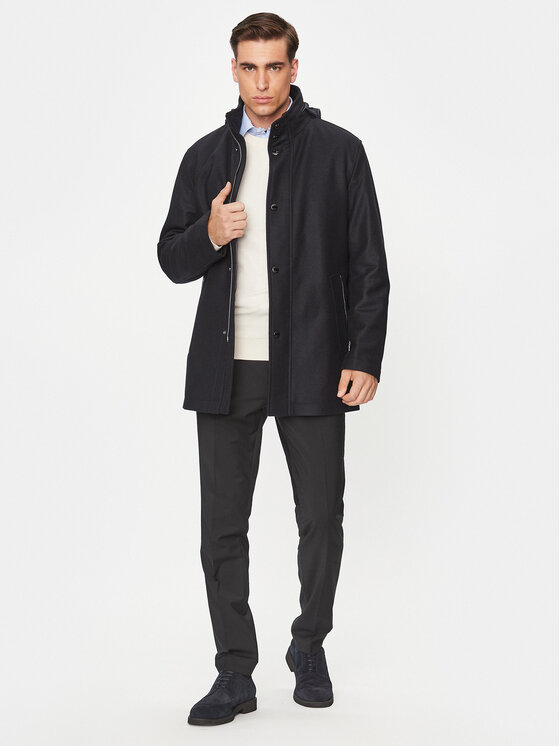 BOSS Boss Vilnonis paltas H-Camron-234 50502267 Tamsiai mėlyna Relaxed Fit