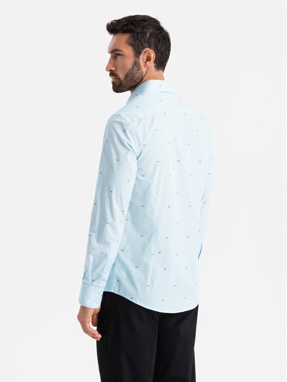 Ombre Ombre Košile OM-SHCS-0156 Světle modrá Regular Fit