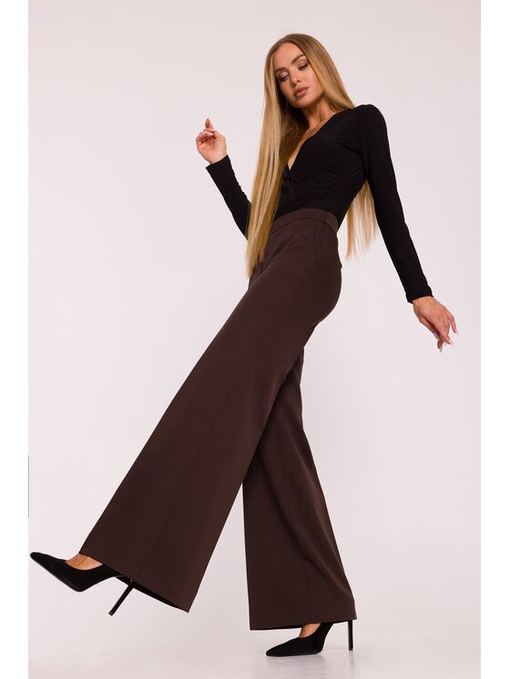 Made of Emotion Made of Emotion Spodnie materiałowe M875 Brązowy Wide Leg