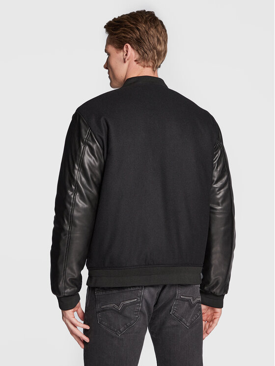 Sisley Sisley Μπόμπερ μπουφάν 28GCSN012 Μαύρο Regular Fit