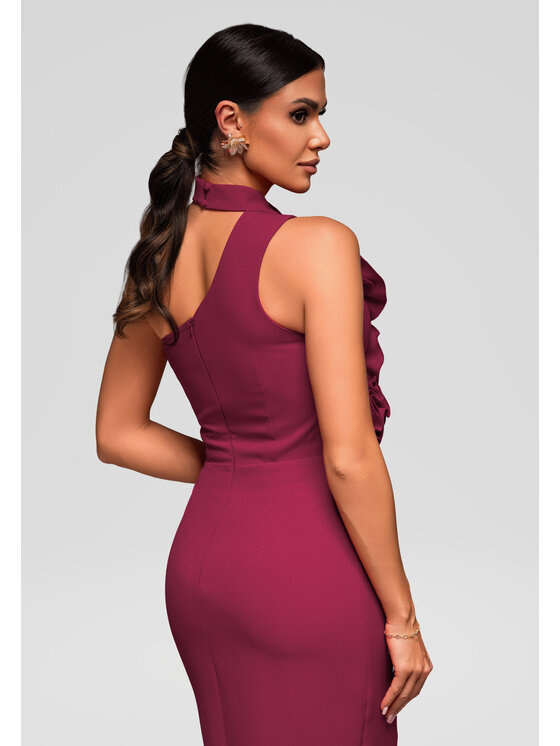 Ombre Ombre Sukienka wieczorowa LA-OM-DLR063 Bordowy Regular Fit