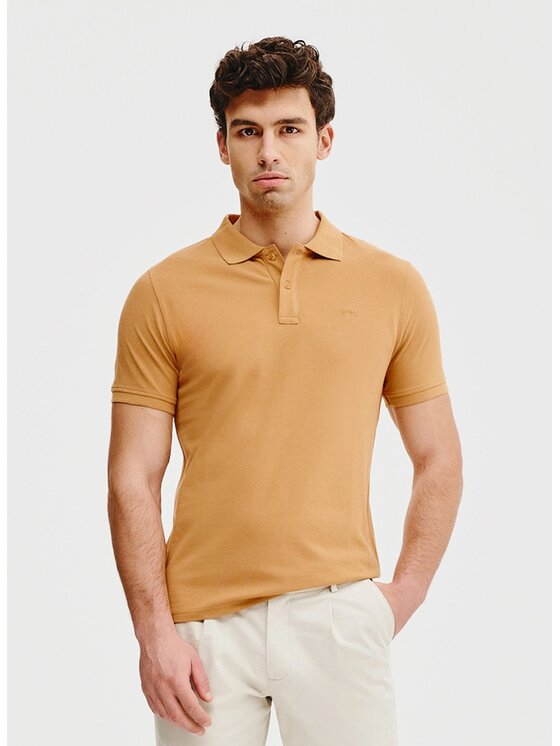 Pako Lorente Pako Lorente Polo P25SF-TX-003 Pomarańczowy Classic Fit
