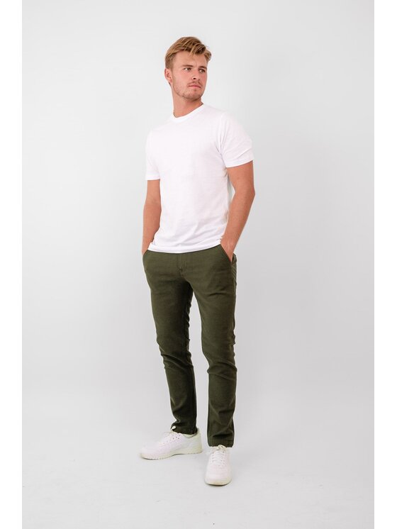 TeeShoppen TeeShoppen Chinosy 'Perform Collection' Zielony Regular Fit