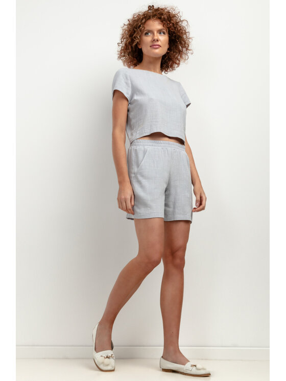 Tessita Tessita Szorty materiałowe SPODENKI_T402_2_XS Szary Relaxed Fit