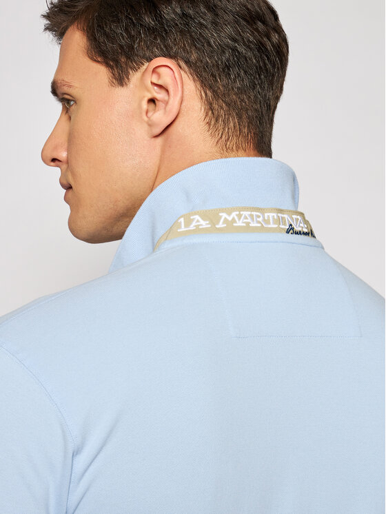 La Martina La Martina Polo Piquet CCMP02 PK001 Błękitny Slim Fit