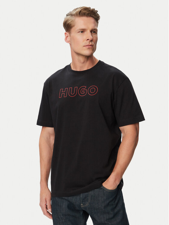HUGO Tricou Ezra 50566114 Negru Regular Fit