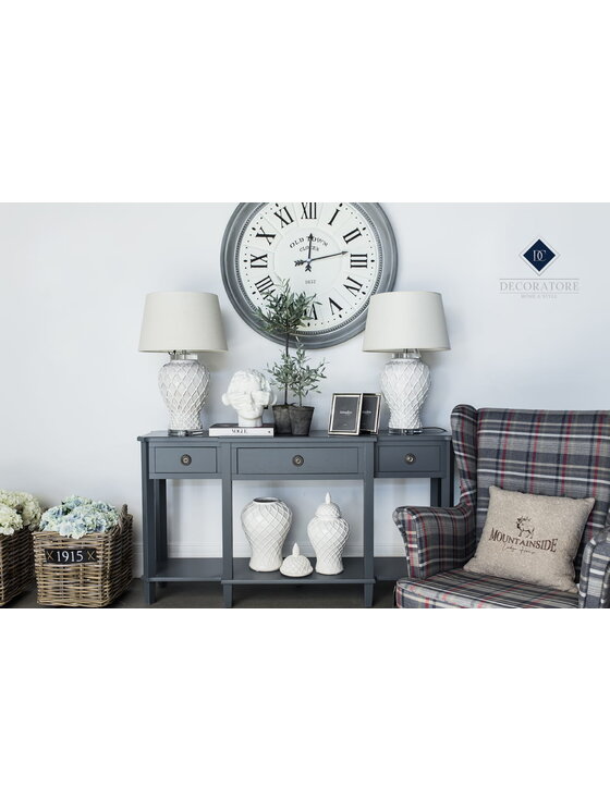 Decoratore Decoratore Lampa Stołowa Quinn z Abażurem Wys. 72cm Biały