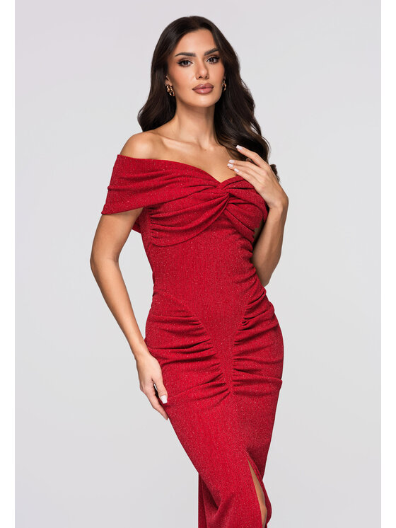 Ombre Ombre Sukienka wieczorowa LA-OM-DLR264 Czerwony Regular Fit