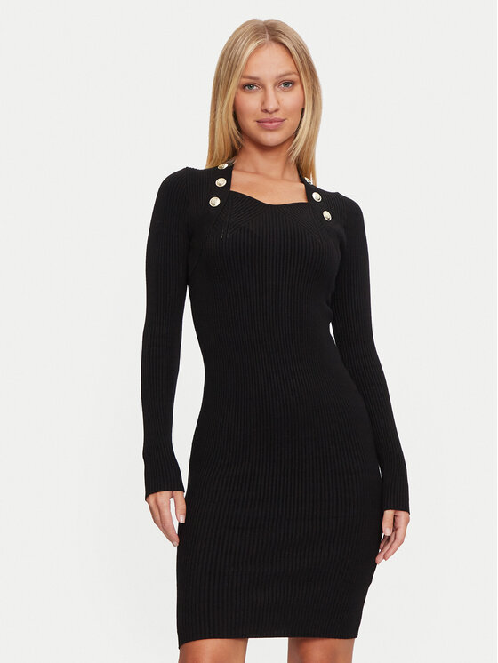 Guess Kokteiļkleita 4BGK01 5613Z Melns Bodycon Fit