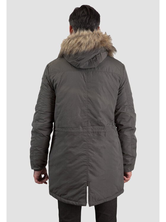 Perso Perso Zimní bunda typu parka z kapturem Khaki Regular Fit
