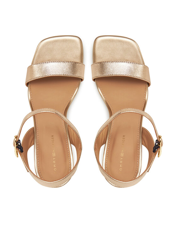 Tommy Hilfiger Tommy Hilfiger Basutės High Heel Golden Leather Sandal FW0FW08674 Auksinė