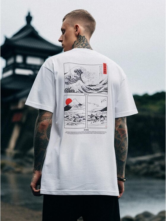 MyStars MyStars T-Shirt Koszulka Z Krótkim Rękawem Męska Biała MyStars Orient Board M Biały Regular Fit