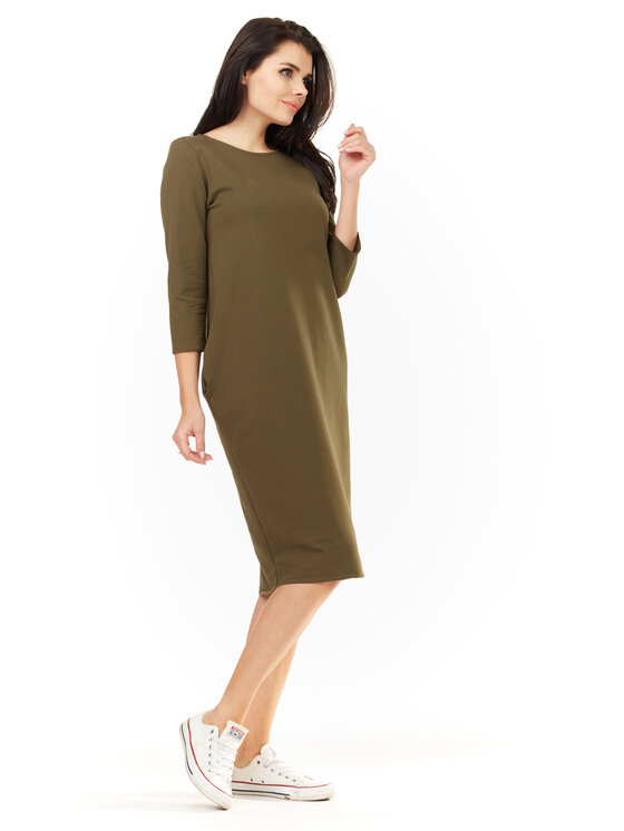 Awama Awama Sukienka dzianinowa L059 Khaki