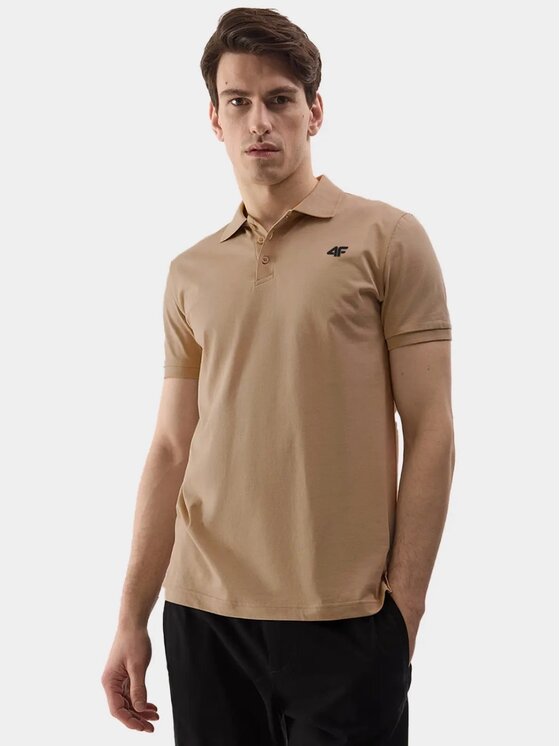 4F 4F Polo 4FWSS26TPTSM0948-83S Brązowy Regular Fit