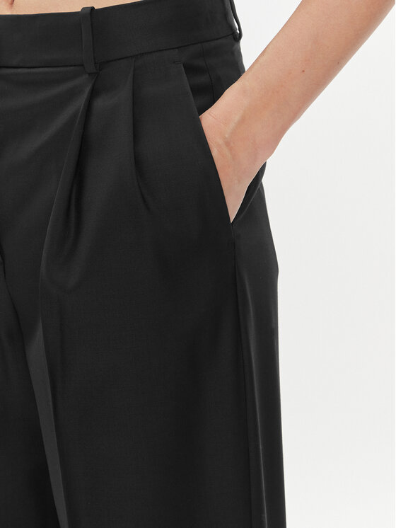 Tommy Hilfiger Tommy Hilfiger Παντελόνι υφασμάτινο WW0WW39707 Μαύρο Wide Leg