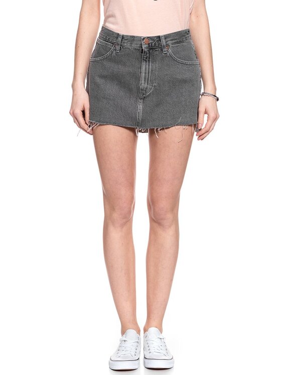 Wrangler Wrangler Spódnica mini RETRO SKIRT Szary Regular Fit
