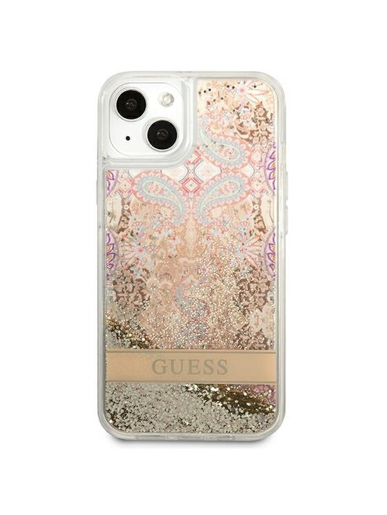 Guess Guess Etui na telefon Liquid Glitter Paisley Złoty