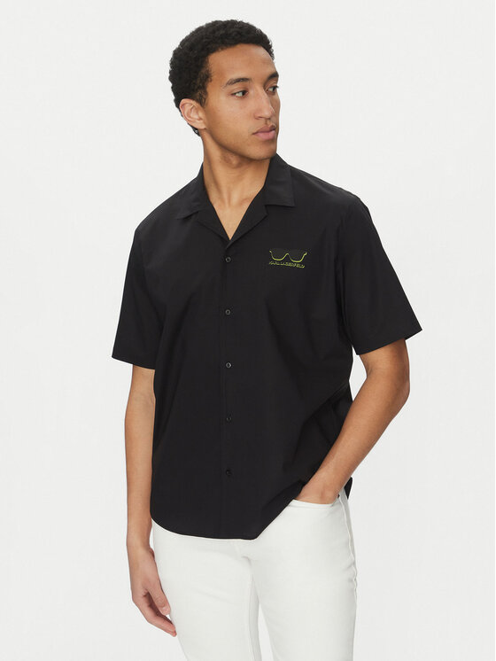 KARL LAGERFELD Camicia 605443 552600 Nero Relaxed Fit, taglia : XXL