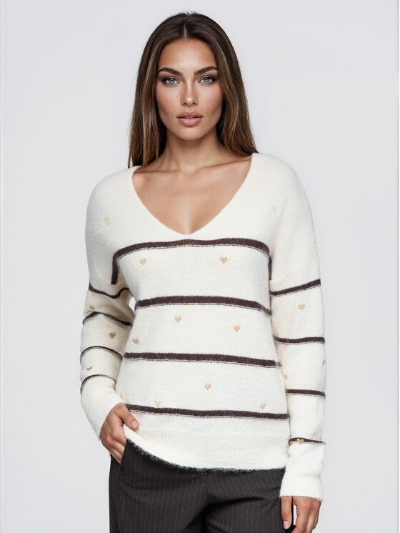 Ombre Ombre Svetr OW-SW-E0046 Hnědá Relaxed Fit