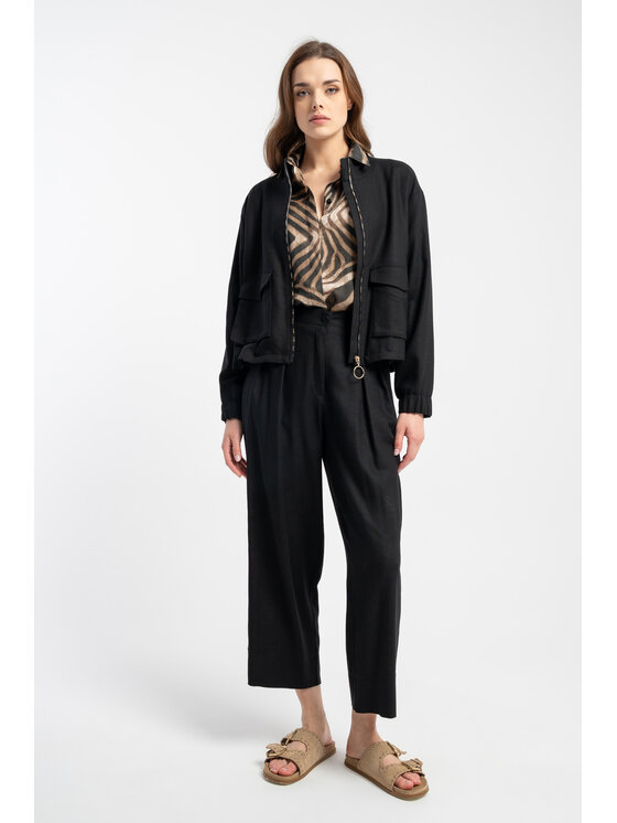 CLICK CLICK Παντελόνι υφασμάτινο 30-423 Μαύρο Relaxed Fit